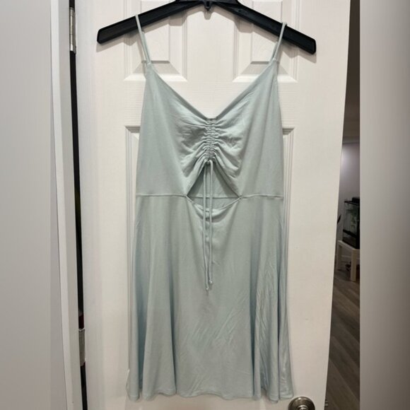 Garage Baby Blue Adjustable Strap Mini Rushed Dress Size Large Summer Festival - Picture 1 of 3
